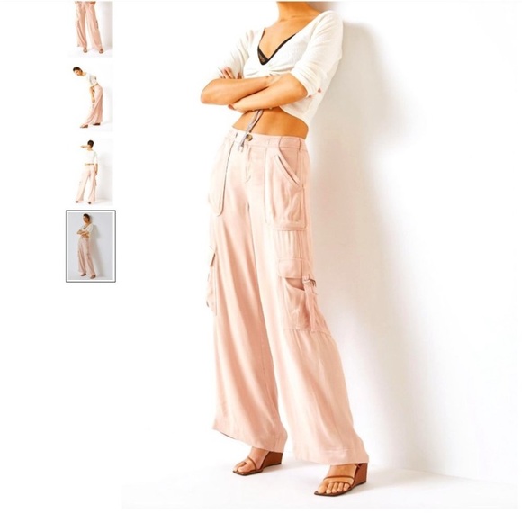 Anthropologie Wide Leg cargo  Pants in Blush Pink - Picture 11 of 11